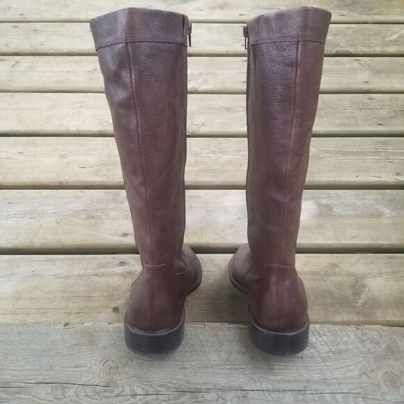 Vintage 90s y2k Eddie Bauer High Definition Brown Leather Equestrian Tall Boots - Picture 4 of 10